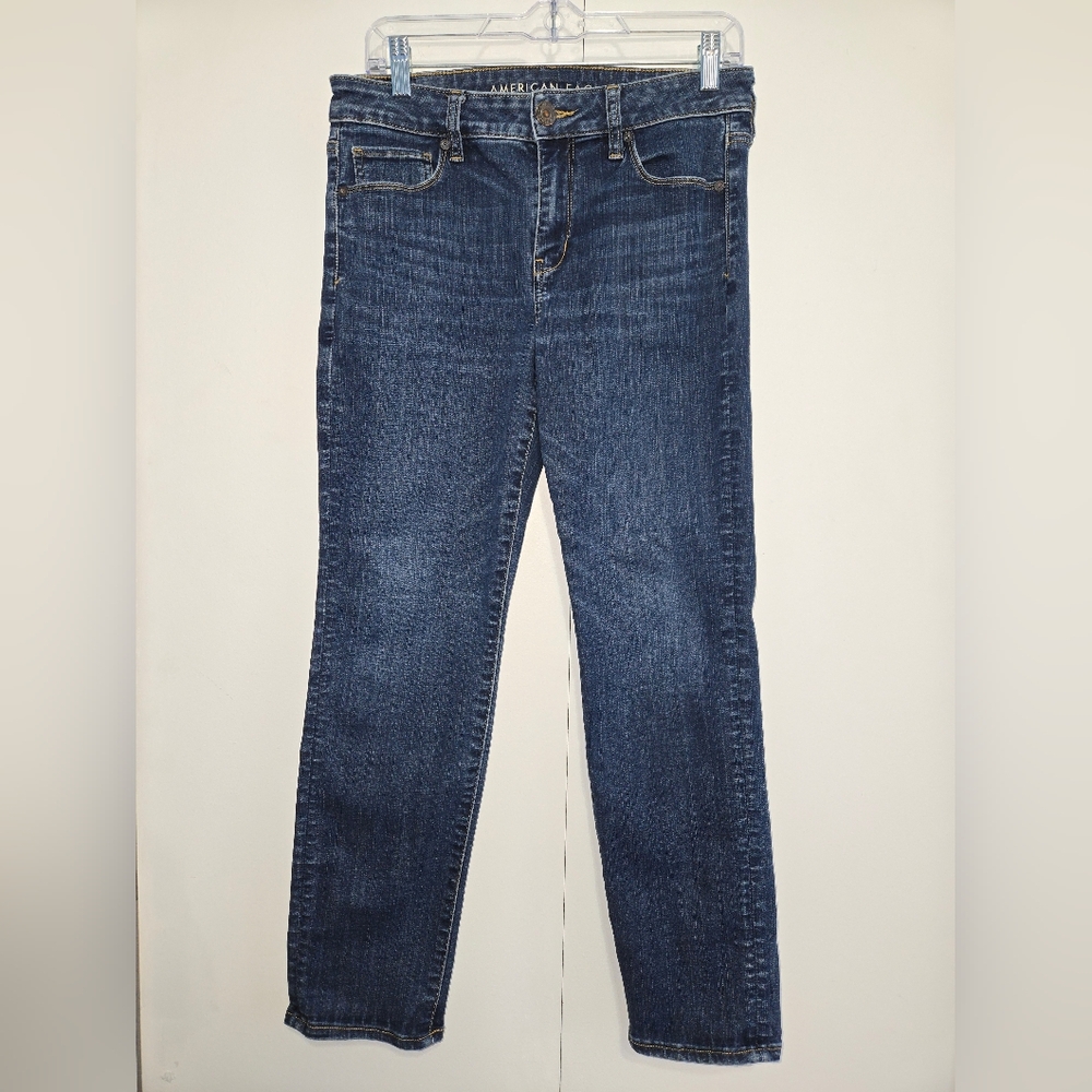 American Eagle Outfitters Dark Blue Skinny Jeans Size 10 Short - Picture 1 of 5